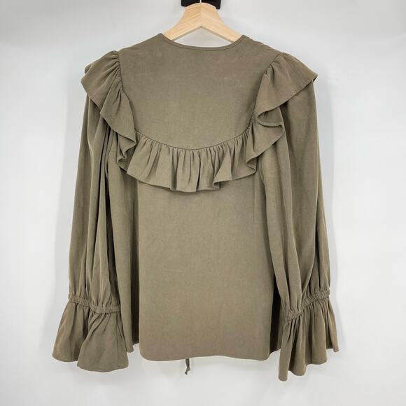 Rachel Pally | Olive Green Boho Peasant Cottagecore Frannie Top M - Picture 3 of 9